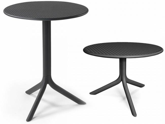 Стол пластиковый обеденный Step + Step Mini антрацит Ø605х400-765 мм