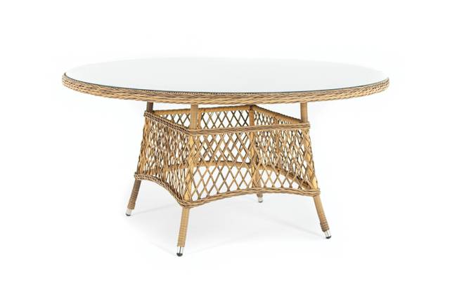 "Эспрессо" плетеный круглый стол, диаметр 150 см, цвет соломенный "Эспрессо" плетеный круглый стол, диаметр 150 см, цвет соломенный