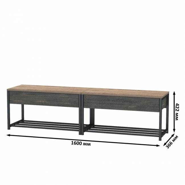 Две тумбы для обуви с сиденьем Трувор цвет дуб гранж песочный/интра Две тумбы для обуви с сиденьем Трувор цвет дуб гранж песочный/интра