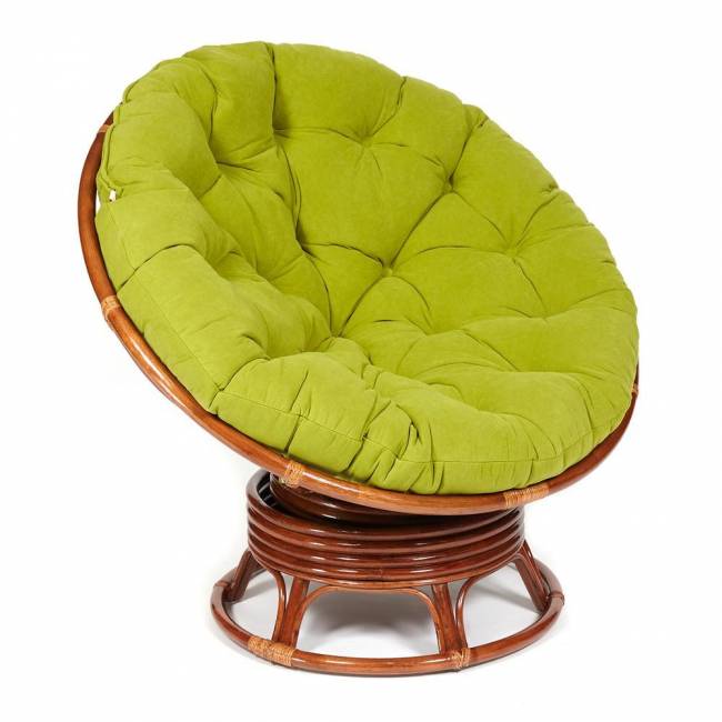 Кресло-качалка PAPASAN/ПАПАСАН w 23/01 B /с подушкой/ 115х78х104 см, Pecan (орех), флок Олива, 23 Pecan (орех)