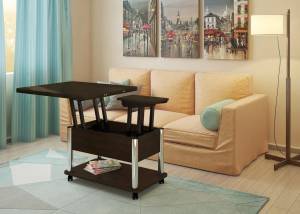 Стол-трансформер Дебют 3 темный венге/ножки хром