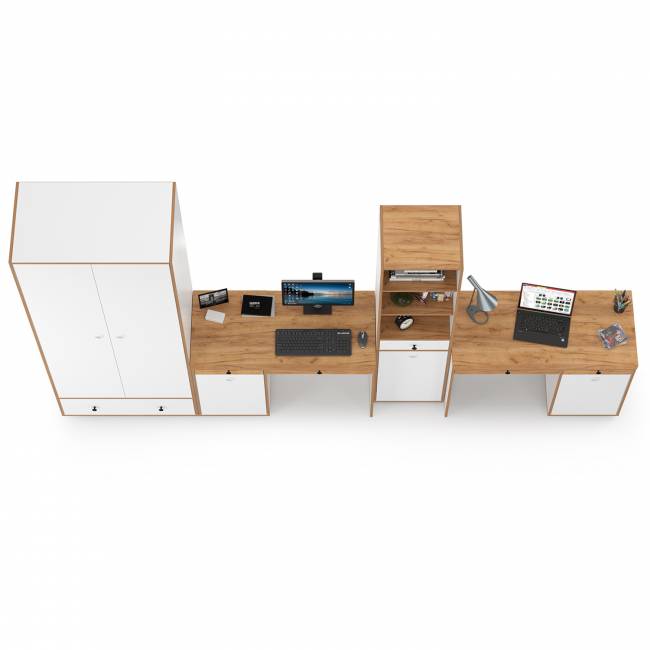 Мебель в детскую комнату для двоих детей Вуди № 29 цвет белый премиум/дуб крафт золотой