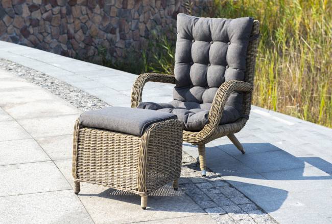 "Толедо" кресло плетеное с подушками, цвет соломенный