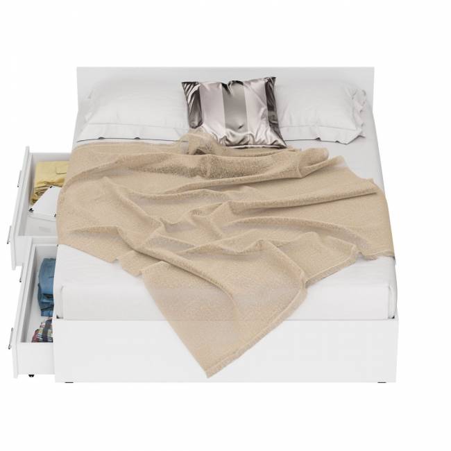 Кровать белая с ящиками Стандарт 1600 цвет белый