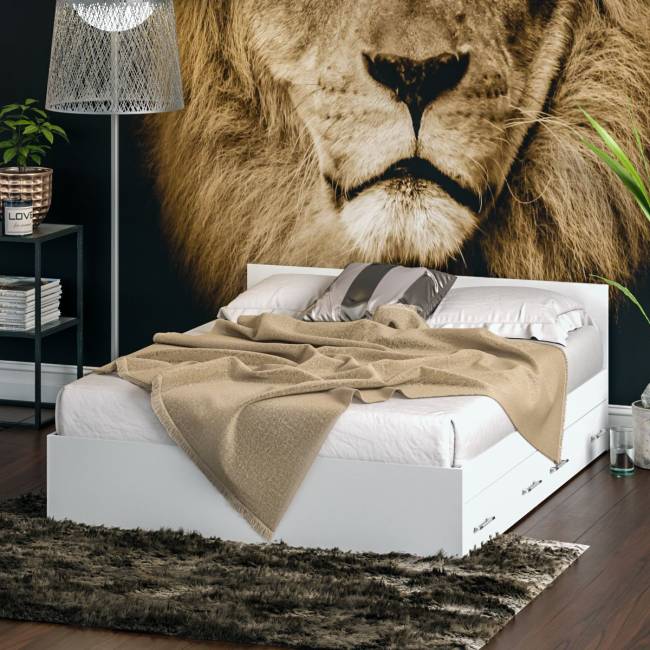 Кровать белая с ящиками Стандарт 1600 цвет белый