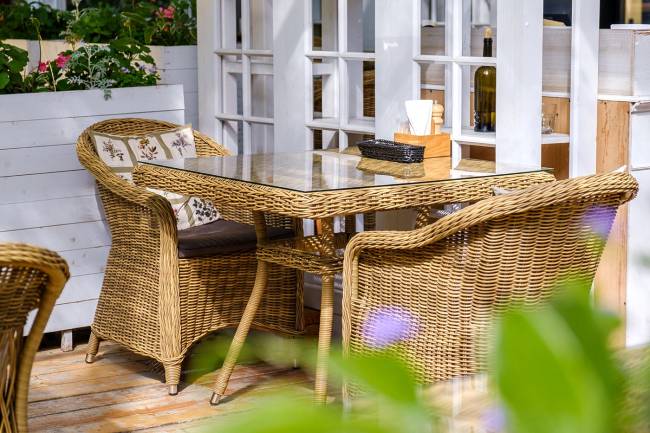 "Равенна" плетеное кресло из искусственного ротанга, цвет соломенный