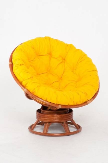 Кресло-качалка "PAPASAN" коньяк с механизмом желтая подушка Кресло-качалка "PAPASAN" коньяк с механизмом желтая подушка