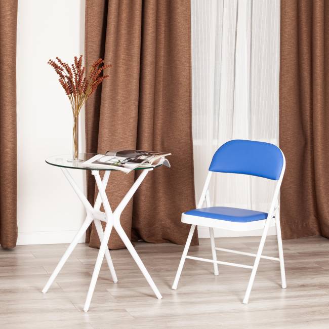 Стул складной FOLDER (mod. 3022G) каркас: металл, сиденье/спинка: экокожа, 46.5 х 47.5 х 79 см, blue (синий) / white (белый) (Комплект из 6 шт.) синий, белый каркас: металл, сиденье/спинка: экокожа Стул складной FOLDER (mod. 3022G) каркас: металл, сиденье/спинка: экокожа, 46.5 х 47.5 х 79 см, blue (синий) / white (белый) (Комплект из 6 шт.) синий, белый каркас: металл, сиденье/спинка: экокожа