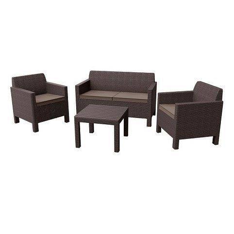 Orlando set with small table brown - warm taupe