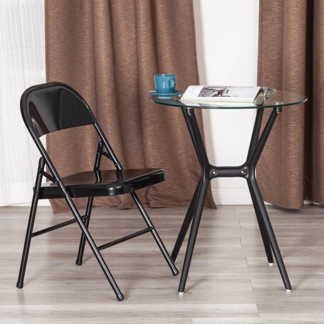 Стул складной FOLDER (mod. 3023(II)) металлический, 46,5 x 48 x 75, (Black) (Комплект из 6 шт.) черный металлический