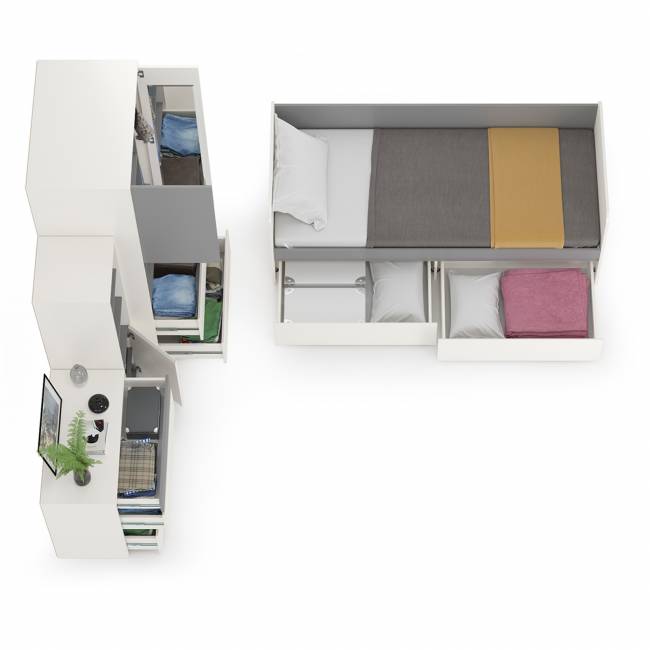 Мебель детская Торонто компоновка № 26 цвет белый шагрень/стальной серый Мебель детская Торонто компоновка № 26 цвет белый шагрень/стальной серый