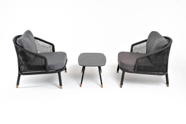 "Верона" лаунж-зона 5-местная плетеная из роупа (веревки), каркас алюминиевый темно-серый, роуп темно-серый "Верона" лаунж-зона 5-местная плетеная из роупа (веревки), каркас алюминиевый темно-серый, роуп темно-серый