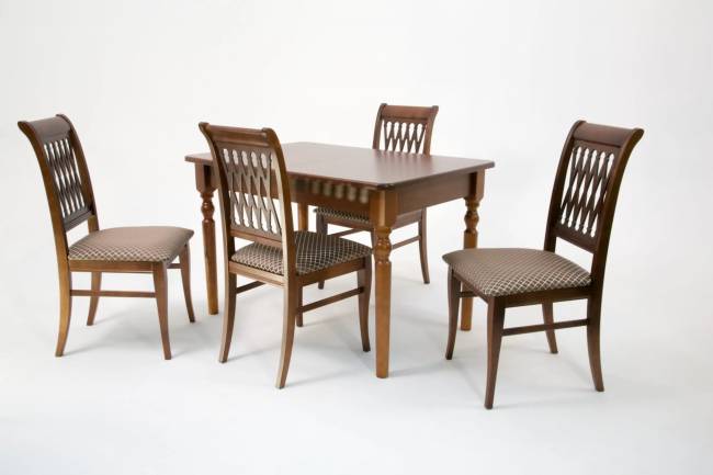 Обеденная группа Верди 120 со стульями Рич/ ромб коричневый, Орех Обеденная группа Верди 120 со стульями Рич/ ромб коричневый, Орех