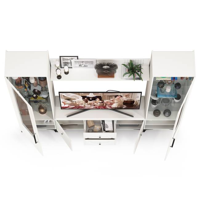 Стенка для гостиной Валенсия № 62 цвет белый шагрень