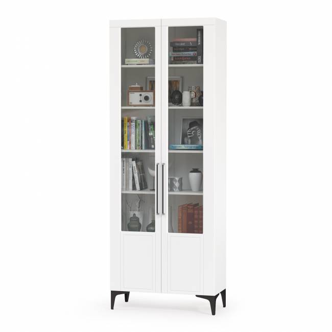 Валенсия стенка в гостиную № 66 цвет белый шагрень