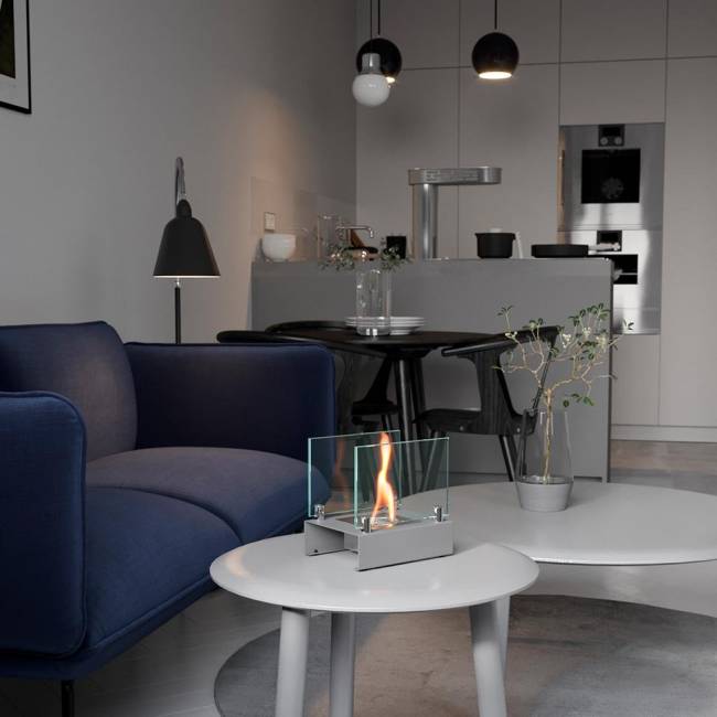 Настольный биокамин SteelHeat ALBA серый