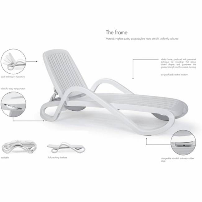 Шезлонг-лежак пластиковый Eden тортора 1700-1945х710х850 мм Шезлонг-лежак пластиковый Eden тортора 1700-1945х710х850 мм