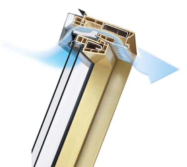 Ламинированное пластиковое мансардное окно PTP-V/PI U3 "Сосна", однокамерное