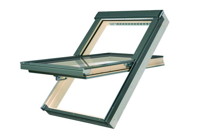 Ламинированное пластиковое мансардное окно PTP-V/PI U3 "Сосна", однокамерное