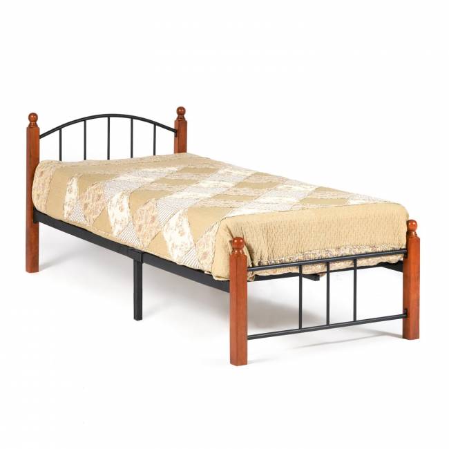 Кровать AT-915 дерево гевея/металл, 90*200 см (Single bed), красный дуб/черный дуб темный