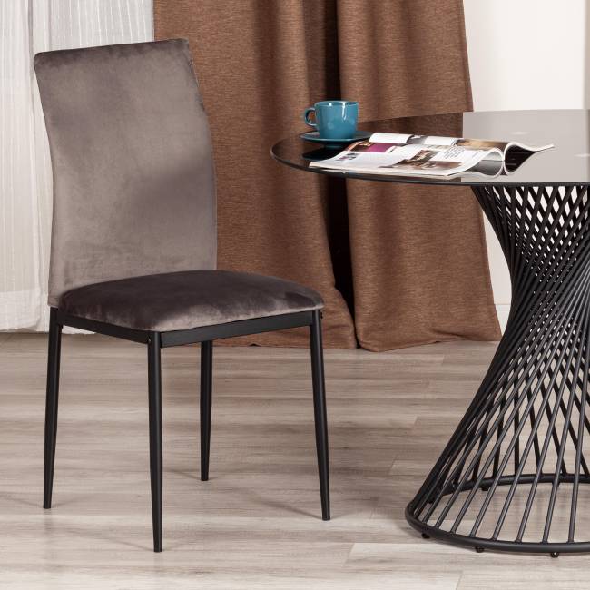 Стул CAPRI (mod. 39) металл, вельвет, 49.5 х 41 х 93,5 см, Dark grey (темно-серый) HLR24 / черный (Комплект из 4 шт.) Dark grey (темно-серый) HLR24 / черный металл, вельвет