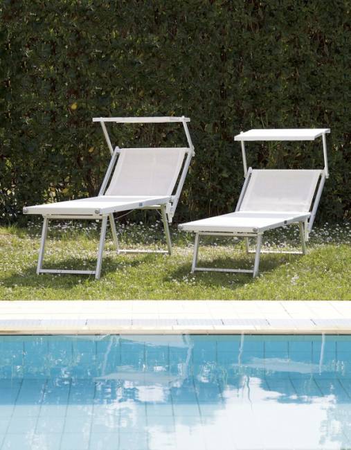 Шезлонг-лежак металлический Big серебристый 2040х840х470 мм