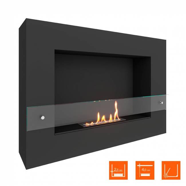Биокамин SteelHeat WALL GRAND 900 LITE черный (Стекло)