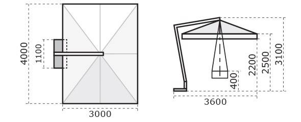 Зонт профессиональный 3х4 м Palladio Braccio имитация ироко, слоновая кость 3000х4000 мм Зонт профессиональный 3х4 м Palladio Braccio имитация ироко, слоновая кость 3000х4000 мм
