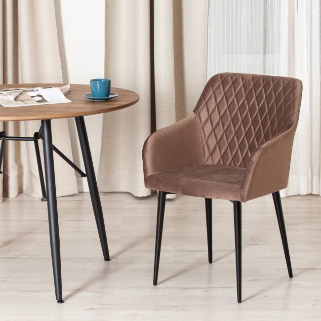 Кресло BREMO (mod. 708) ткань/металл, 58х55х83 см, высота до сиденья 48 см, коричневый barkhat 12/черный (Комплект из 4 шт.) коричневый ткань/металл