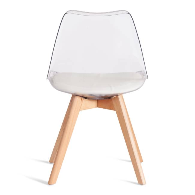 Стул TULIP (mod. 73-1) дерево/пластик/экокожа, 47,5x55x80 см, Прозрачный (Transparent) (Комплект из 4 шт.) прозрачный дерево/пластик/экокожа