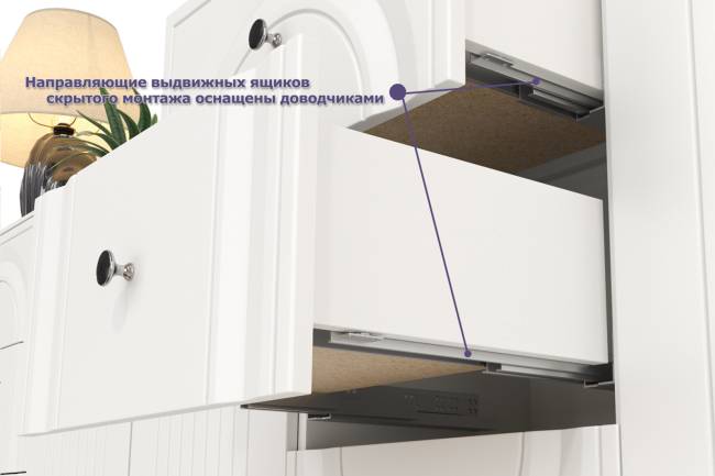 Две навесных полки с ТВ-тумбами и сервантом Валенсия цвет белый шагрень