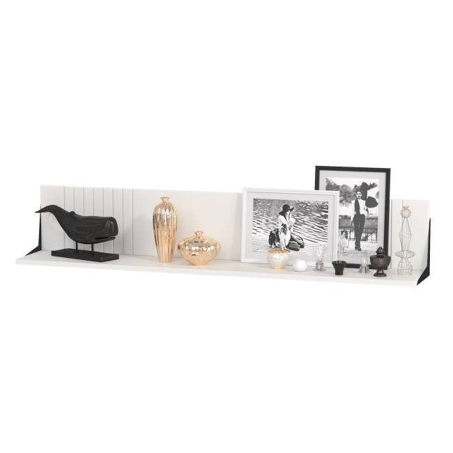 Две навесных полки с ТВ-тумбами и сервантом Валенсия цвет белый шагрень