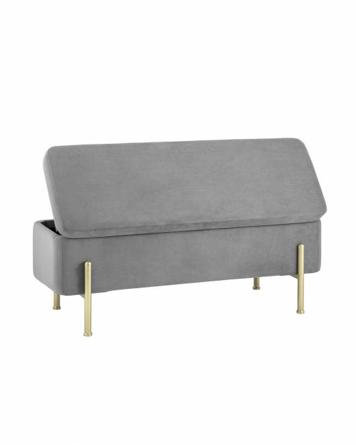 Банкетка Болейн с ящиком велюр серый